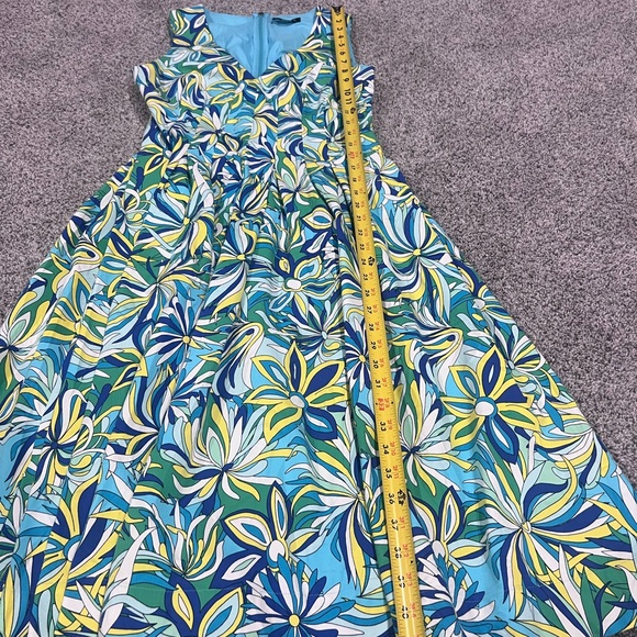 Kate Spade Anemone Floral Amelia Dress  Blue Green Sleeveless Pleated Size US 8 - Picture 9 of 14
